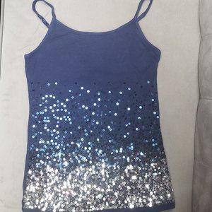 Justice Girls Sequined Tank Size 12  Blue/Silver
